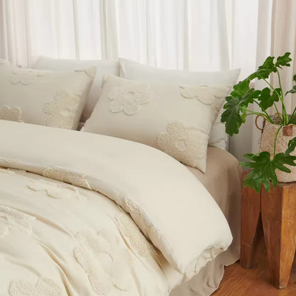 Solid Color Floral Tufted Comforter Sets