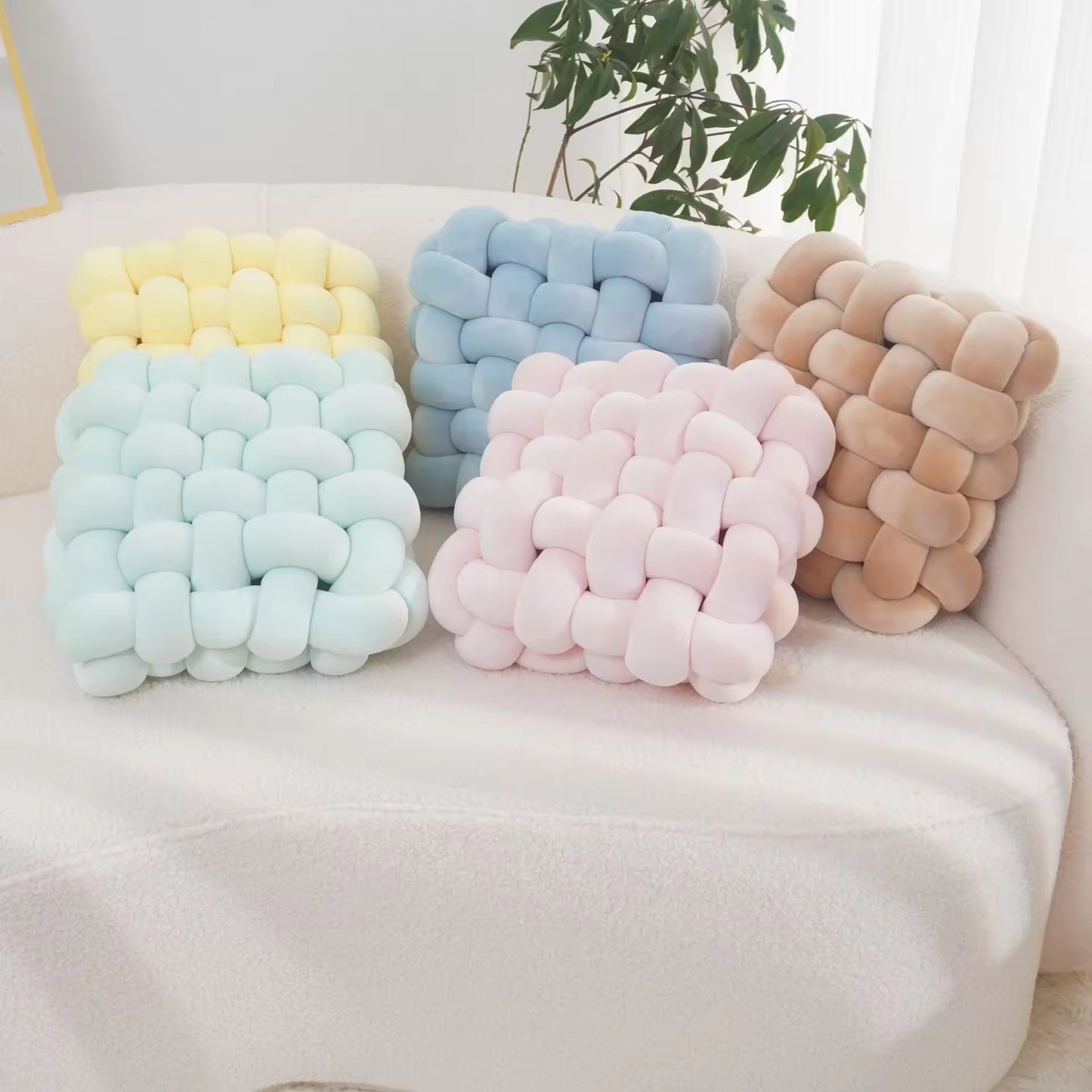 Square Woven Sofa Back Plush Decorative Cushions