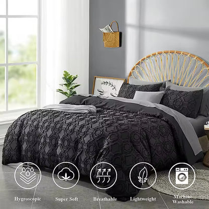 Plucked Three Piece Pure Cotton Textured Comforter Sets