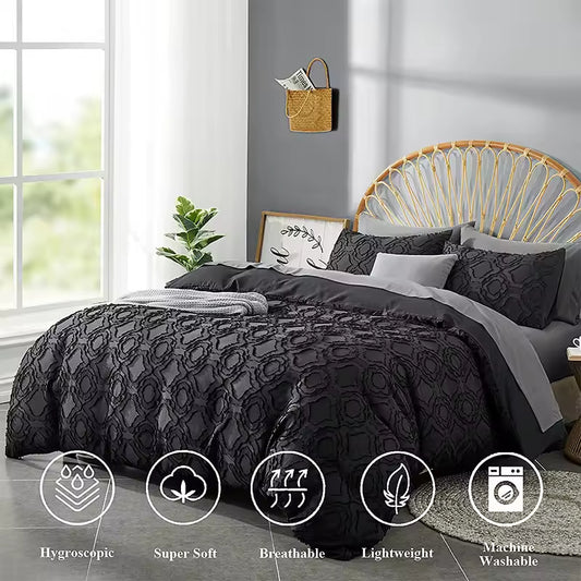 Plucked Three Piece Pure Cotton Textured Comforter Sets