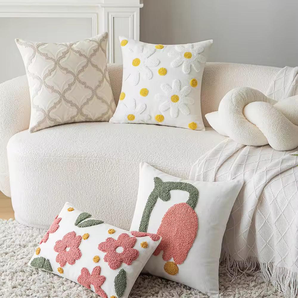 Nordic Flower Tufted Pillows & Cushions