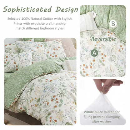 3-piece Floral Prints Double Sided Duvet Cover Comforters Set