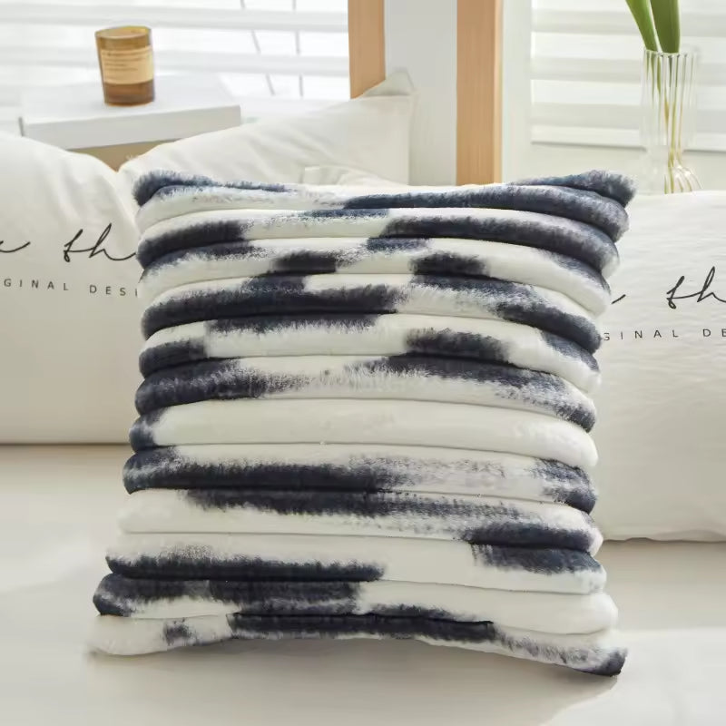 Square Faux Rabbit Fur Woven Pillows & Cushions