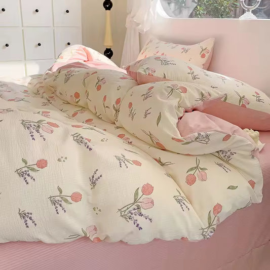 Cute Jacquard Washed Bubble Gauze Comforter Sets