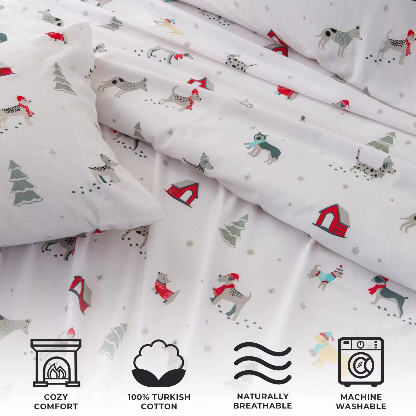 4-Piece Christmas Children's Holiday Printed Bed Sheets Set