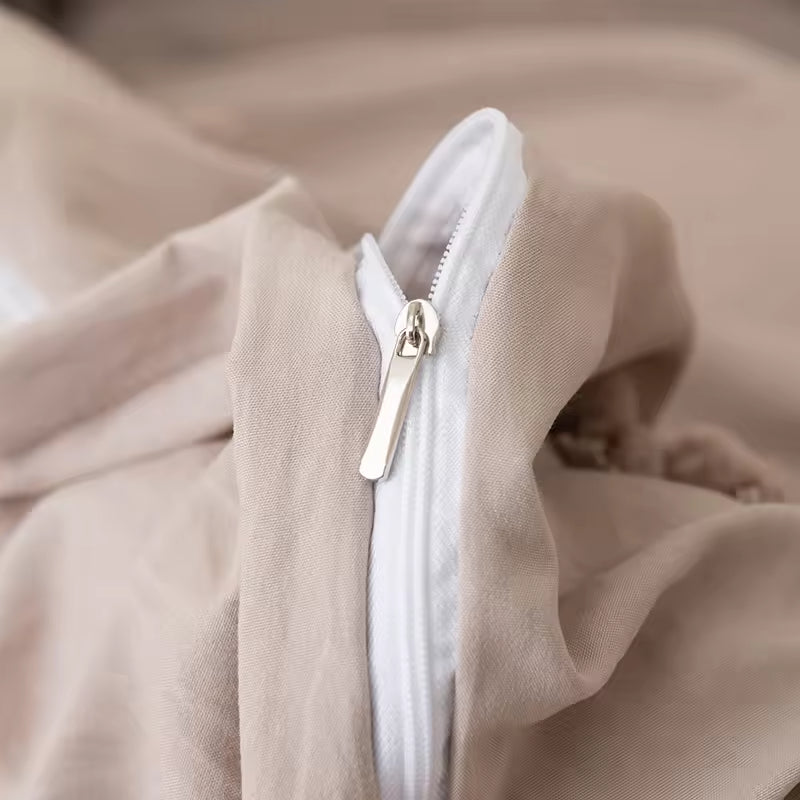 Solid Color Bohemian Style Three Piece Duvet Cover Set