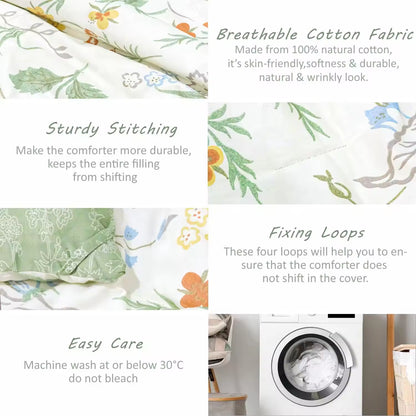 3-piece Floral Prints Double Sided Duvet Cover Comforters Set