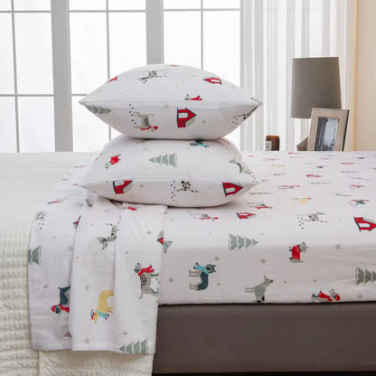 4-Piece Christmas Children's Holiday Printed Bed Sheets Set