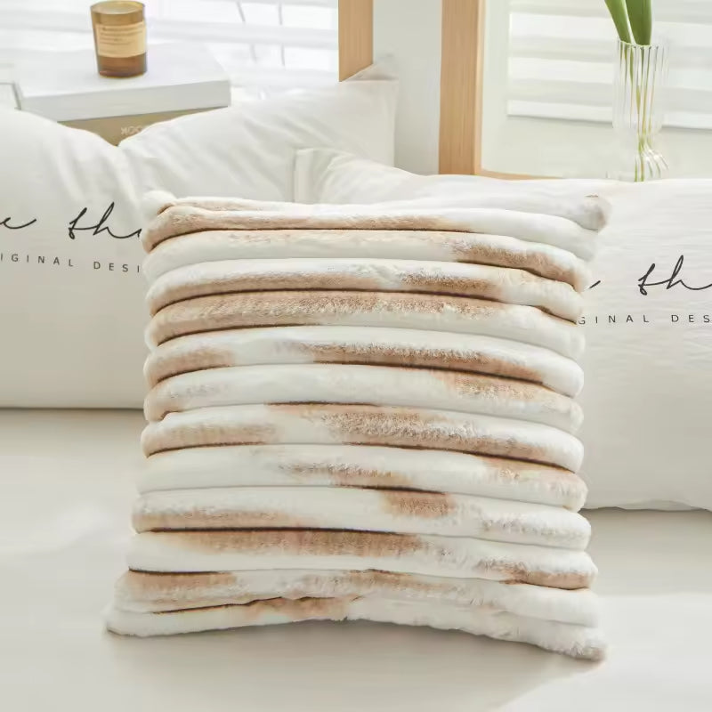 Square Faux Rabbit Fur Woven Pillows & Cushions