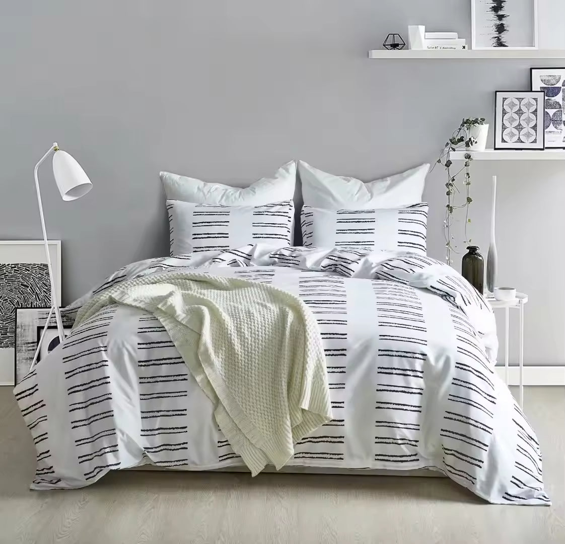 Modern Minimalist Three Piece Printed Polyester Comforter Sets