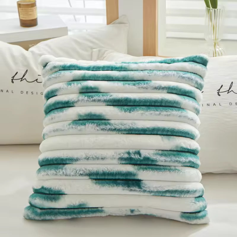 Square Faux Rabbit Fur Woven Pillows & Cushions