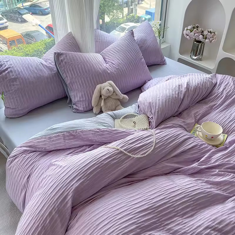 Bubble Gauze Bedding Set Washed Cotton Comforter Sets