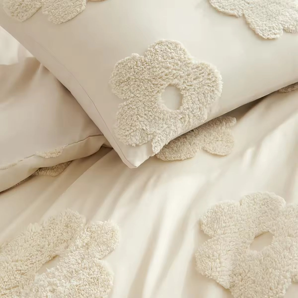 Solid Color Floral Tufted Comforter Sets