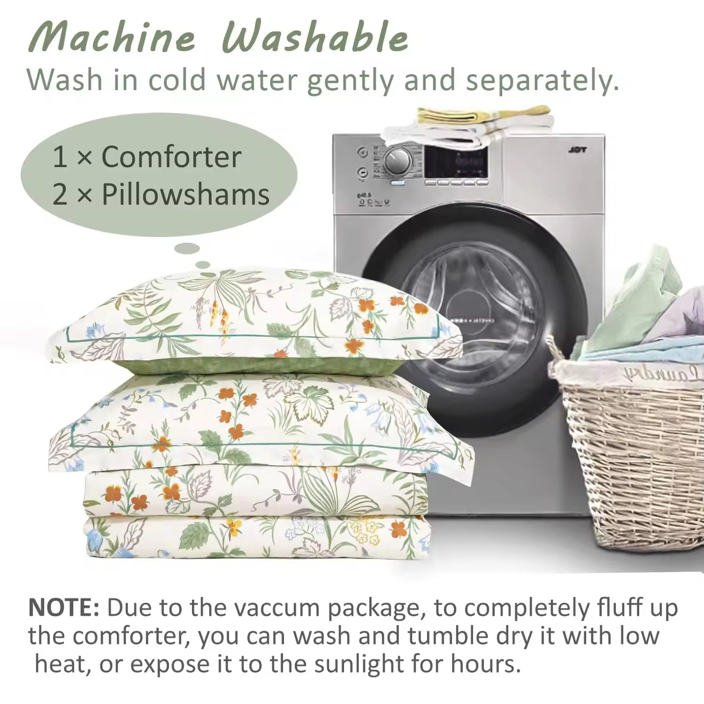 3-piece Floral Prints Double Sided Duvet Cover Comforters Set