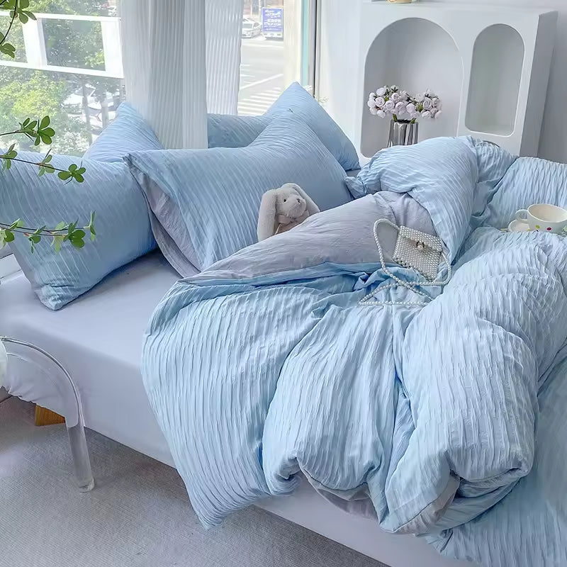 Bubble Gauze Bedding Set Washed Cotton Comforter Sets