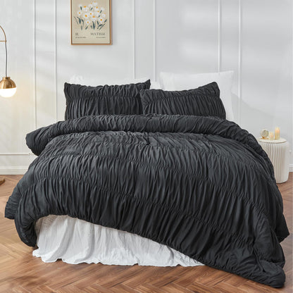 Wrinkled Wheat-colored Fluffy Comforter Sets