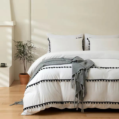 Solid Color Bohemian Style Three Piece Duvet Cover Set