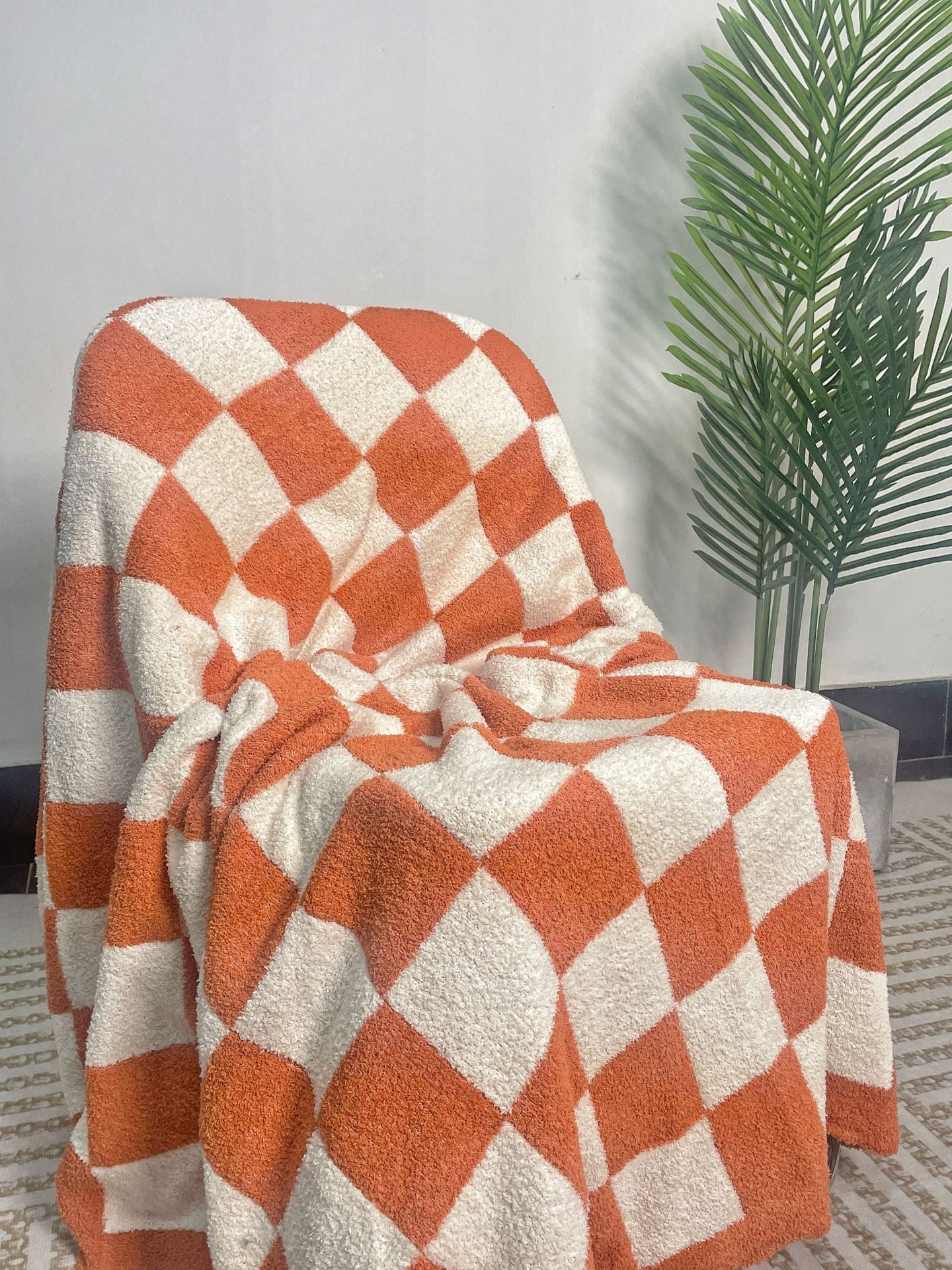 Checkerboard Cozy Knitted Fleece Throws and Blankets