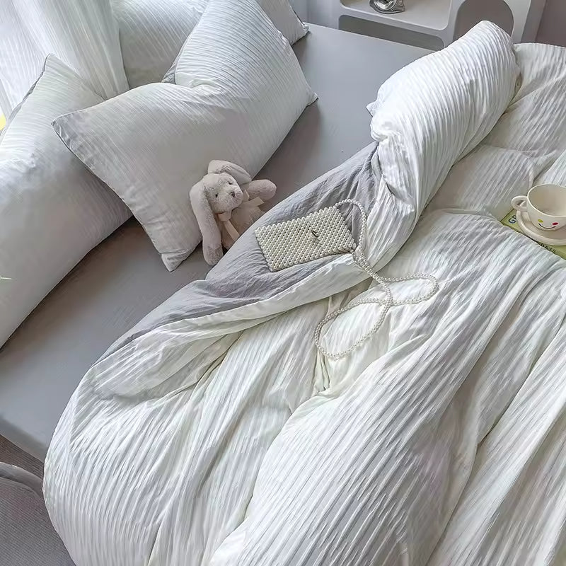 Bubble Gauze Bedding Set Washed Cotton Comforter Sets