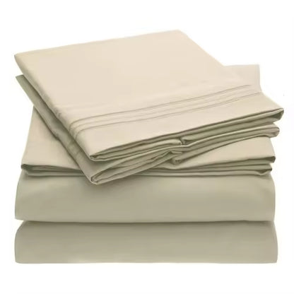 Custom Solid Color Printed Microfiber Bed Sheets Set