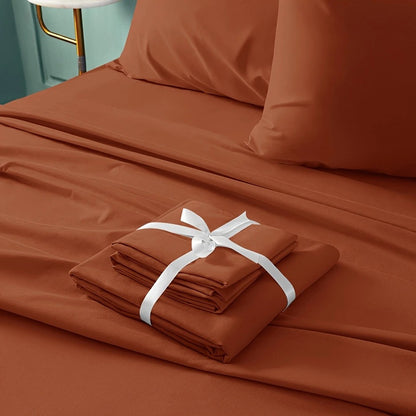 Wholesale Breathable Solid Brushed Bed Sheet Set