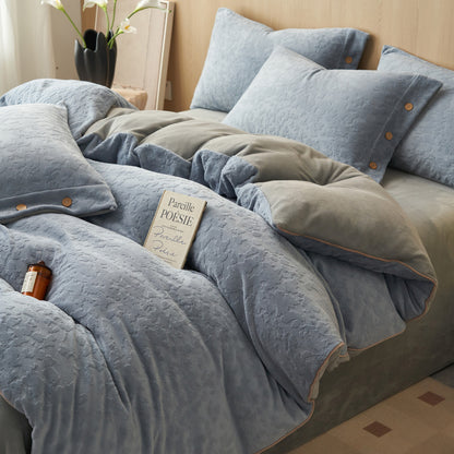Winter Thick Milk Velvet Jacquard Duvet Cover Sets