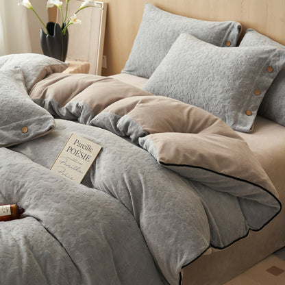 Winter Thick Milk Velvet Jacquard Duvet Cover Sets