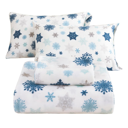 Wholesale 4pc Snowflake Double-faced Fleece Bedding Set