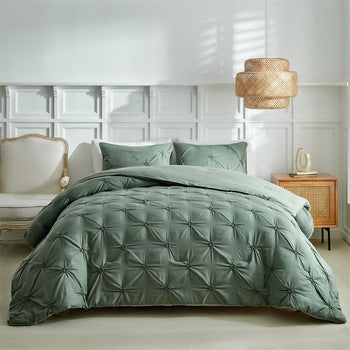 Wholesale Pinch Flower Green Comforter Sets