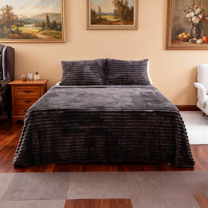 Wholesale Dark Gray Flannel Comforter Sets